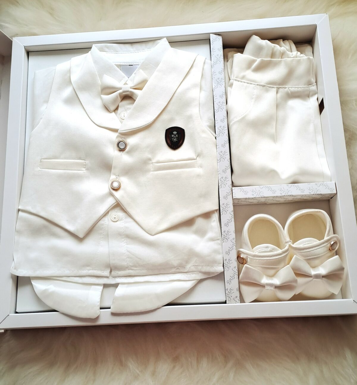 Smokinli Premium Mevlit Takımı Papyonlu Beyaz - Görsel 2