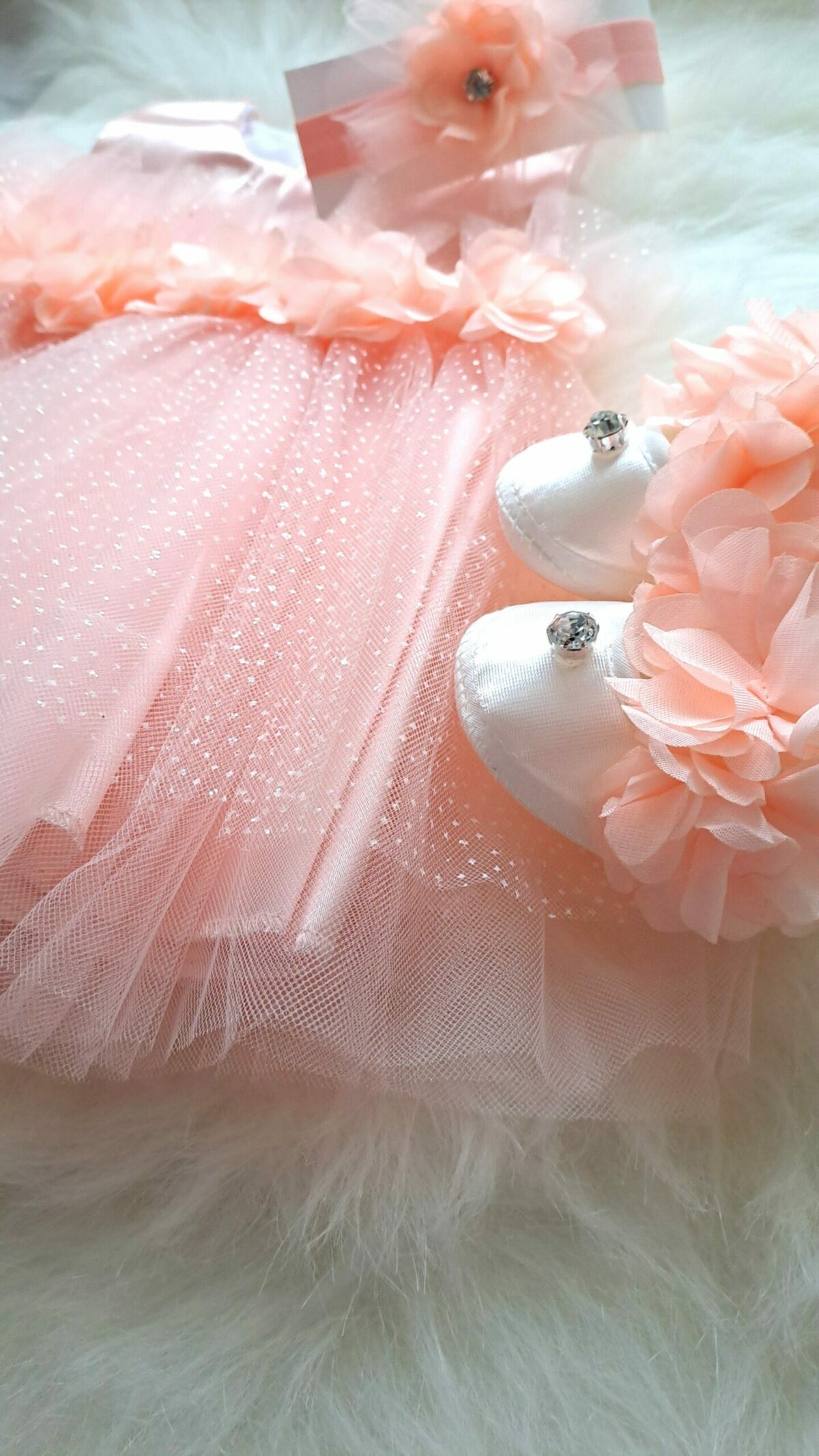 Premium Mevlit Takım Elbisesi Parlak Tüllü Çiçekli Somon - Görsel 3