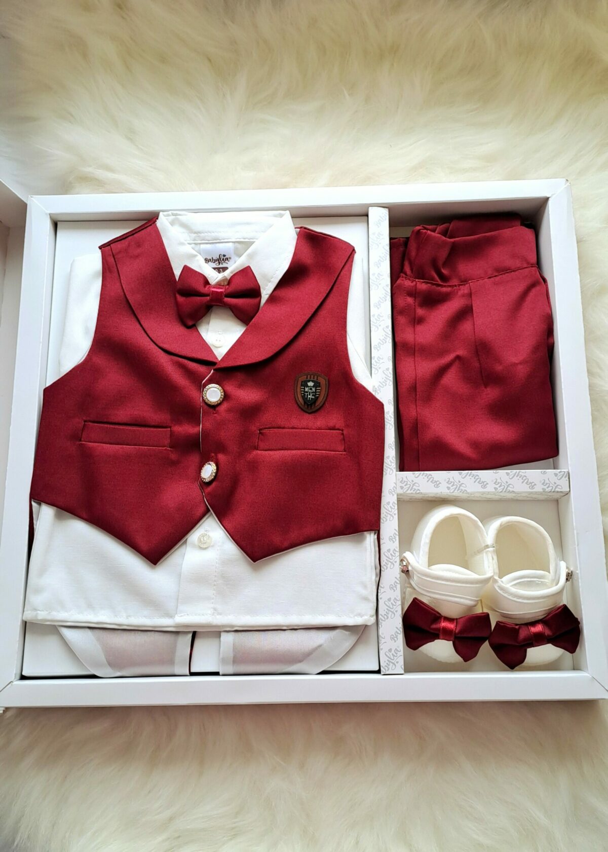 Smokinli Premium Mevlit Takımı Papyonlu Bordo - Görsel 7