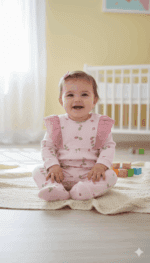 Kız Bebek Tulum Ahududu  Fistolu Fırfırlı - Görsel 2