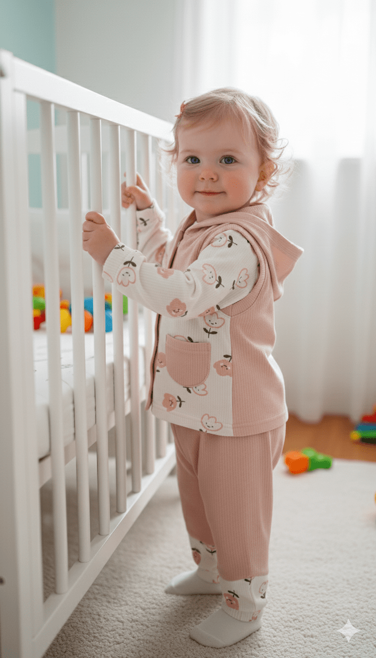 1767277588116 Kız Bebek Lale Model Kapüşonlu 3lü Takım - Görsel 1