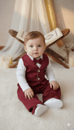 Smokinli Premium Mevlit Takımı Papyonlu Bordo - Görsel 2