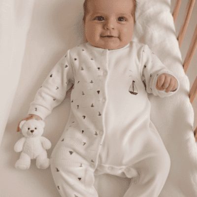 Erkek Bebek Tulum Yelken Nakışlı