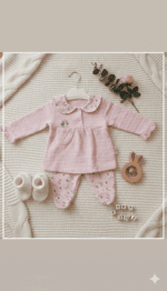 Kız Bebek Çiçekli 2li Takım - Görsel 2