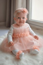 Premium Mevlit Takım Elbisesi Parlak Tüllü Çiçekli Somon - Görsel 8