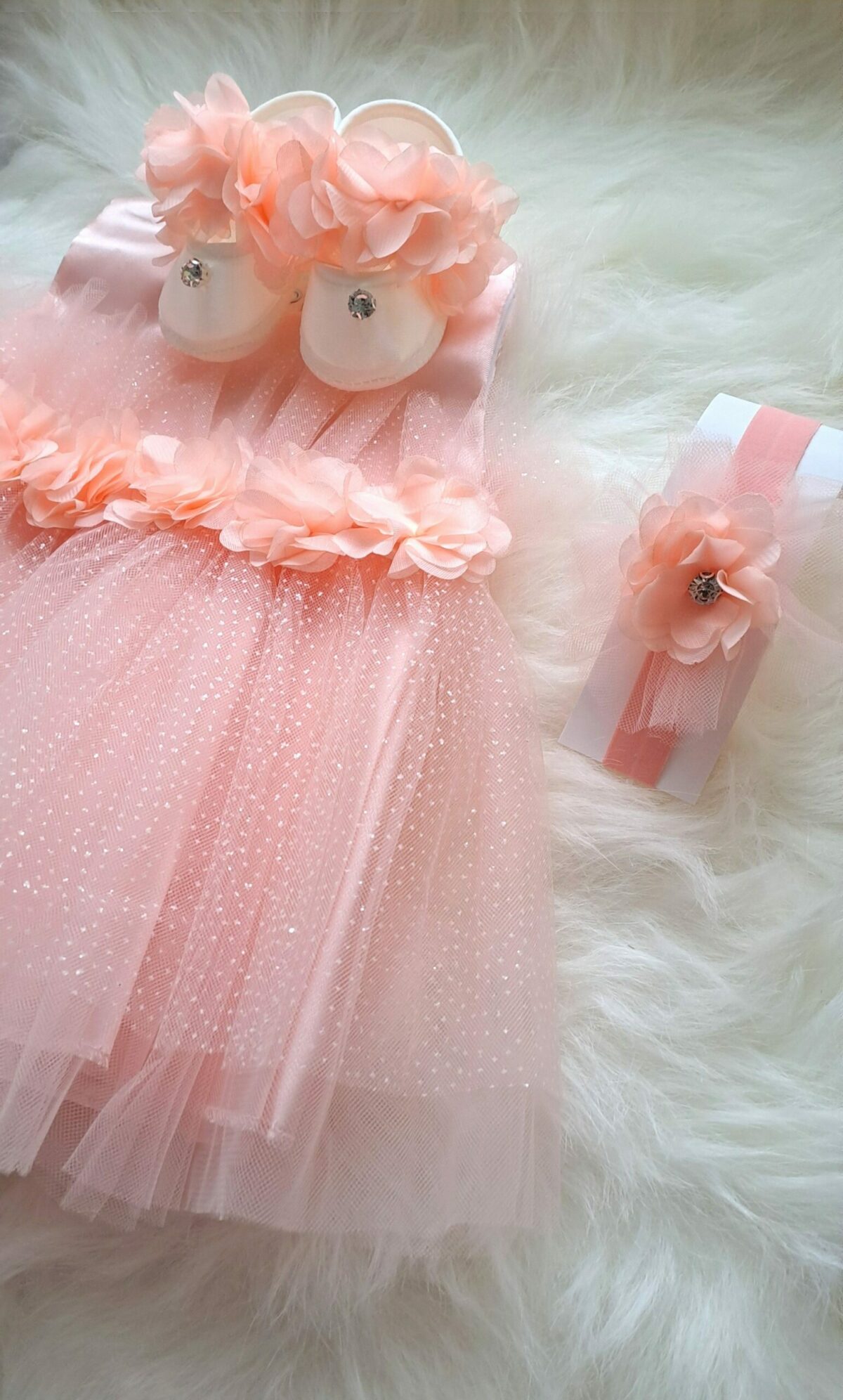 Premium Mevlit Takım Elbisesi Parlak Tüllü Çiçekli Somon - Görsel 7