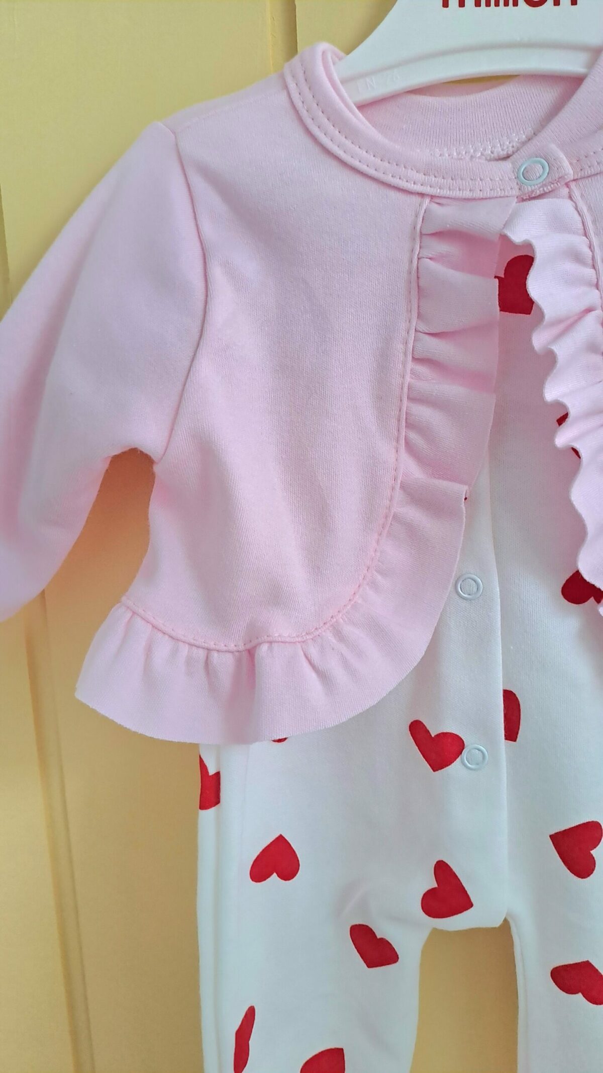 Kız Bebek Tulum % 100 Pamuk Kalpli Bolerolu - Görsel 3