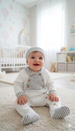 Erkek Bebek Tulum Düğmeli Şapkalı - Görsel 2