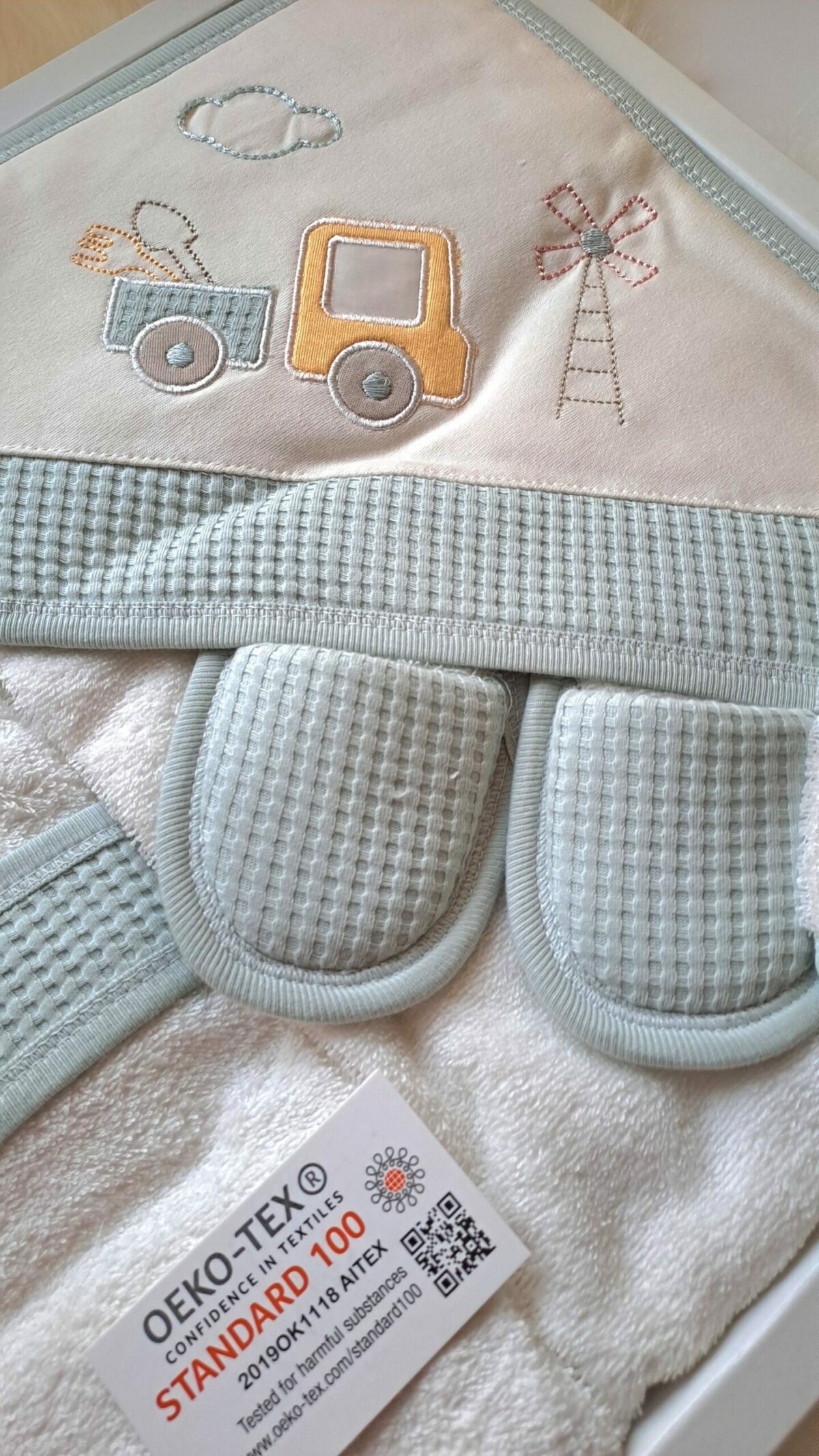 Kamyon Modelli Nakışlı Waffle Premium Bornoz Seti - Görsel 7