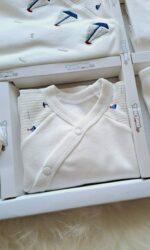 Beyaz Üzeri Gemi Nakışlı Premium 10lu Hastane Çıkış Seti - Görsel 6