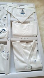 Beyaz Üzeri Gemi Nakışlı Premium 10lu Hastane Çıkış Seti - Görsel 5