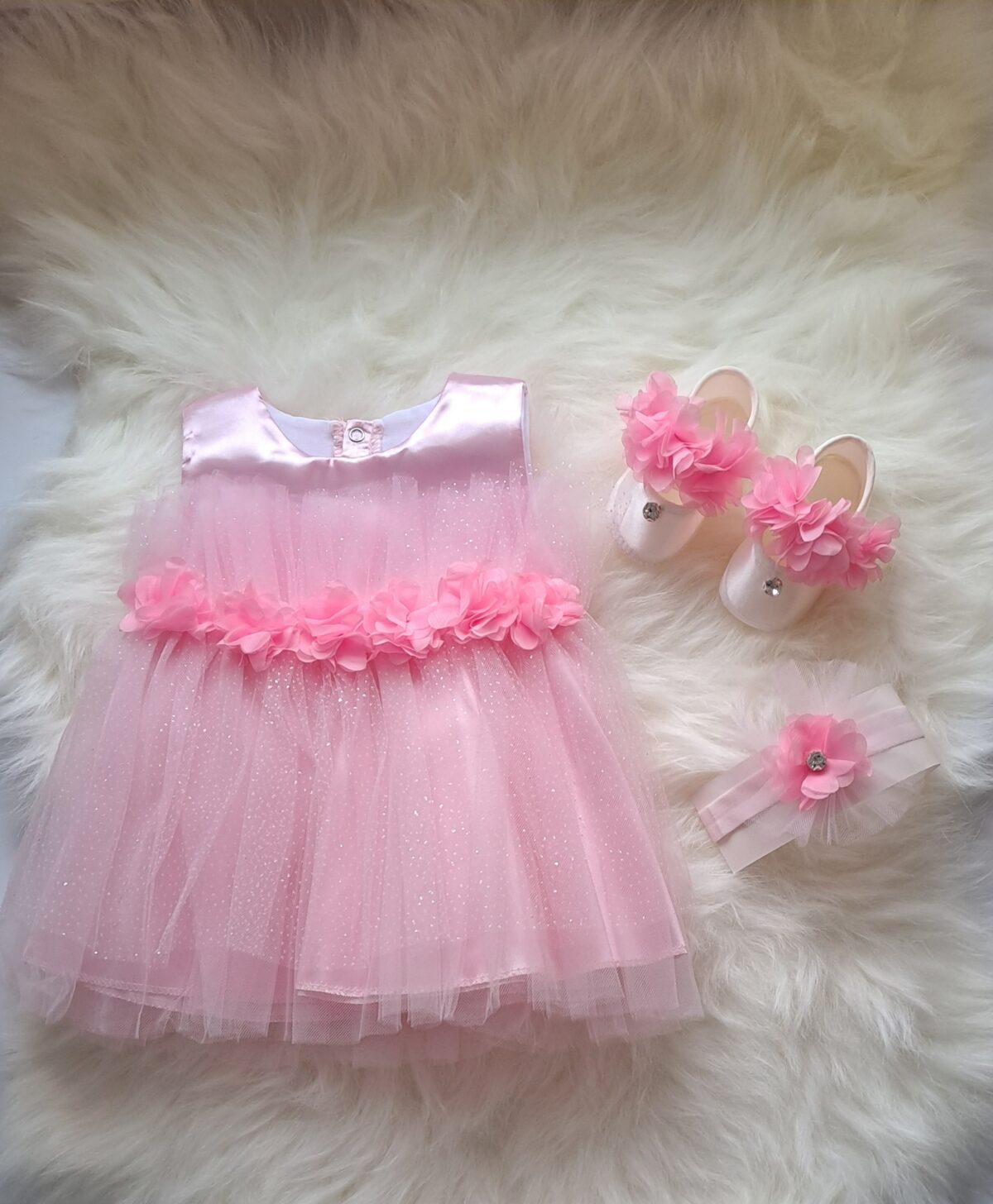 Premium Mevlit Takım Elbisesi Parlak Tüllü Çiçekli Pembe - Görsel 1