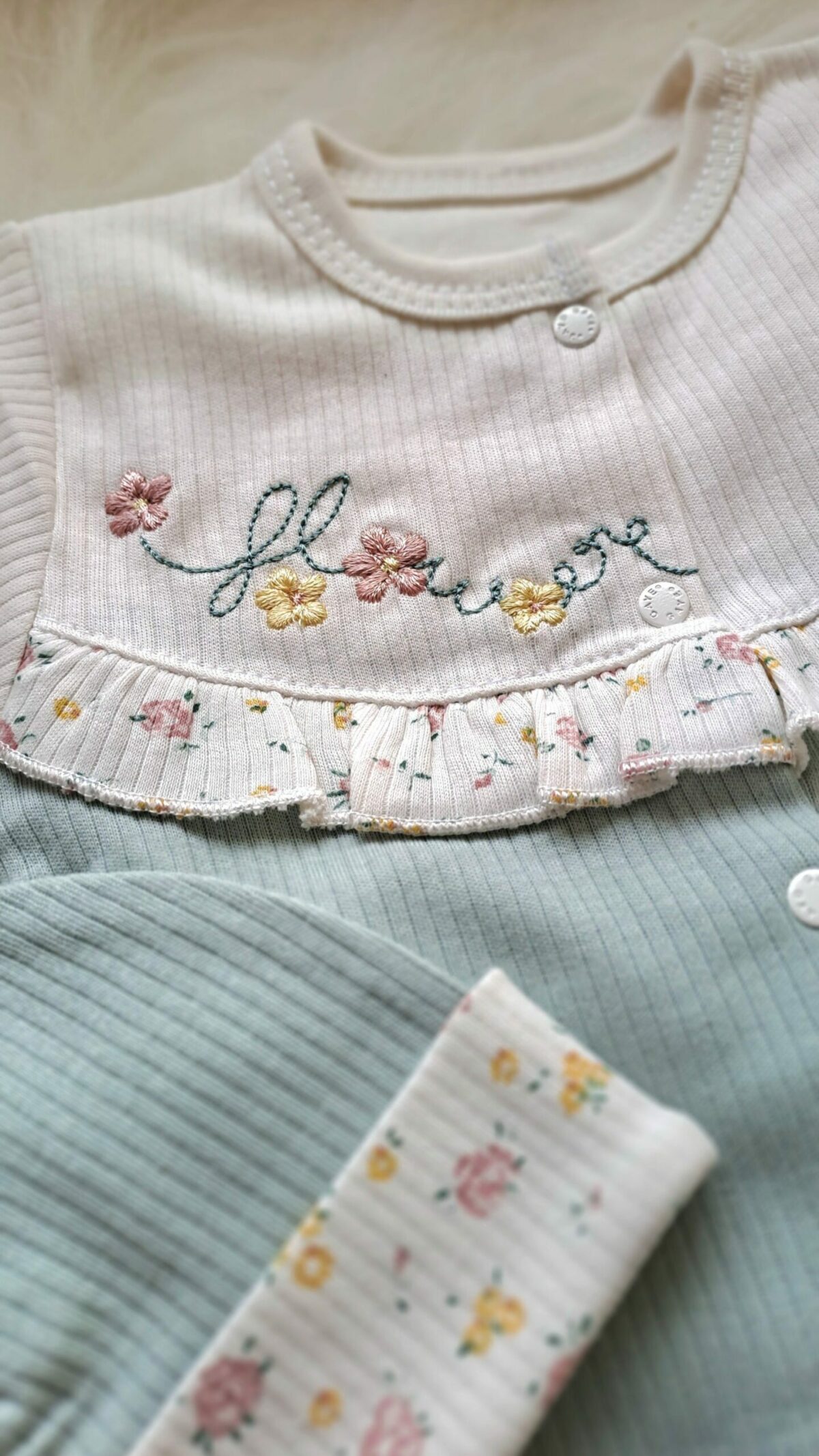 Çiçek Nakışlı Fırfır Detaylı 5li Set - Görsel 3