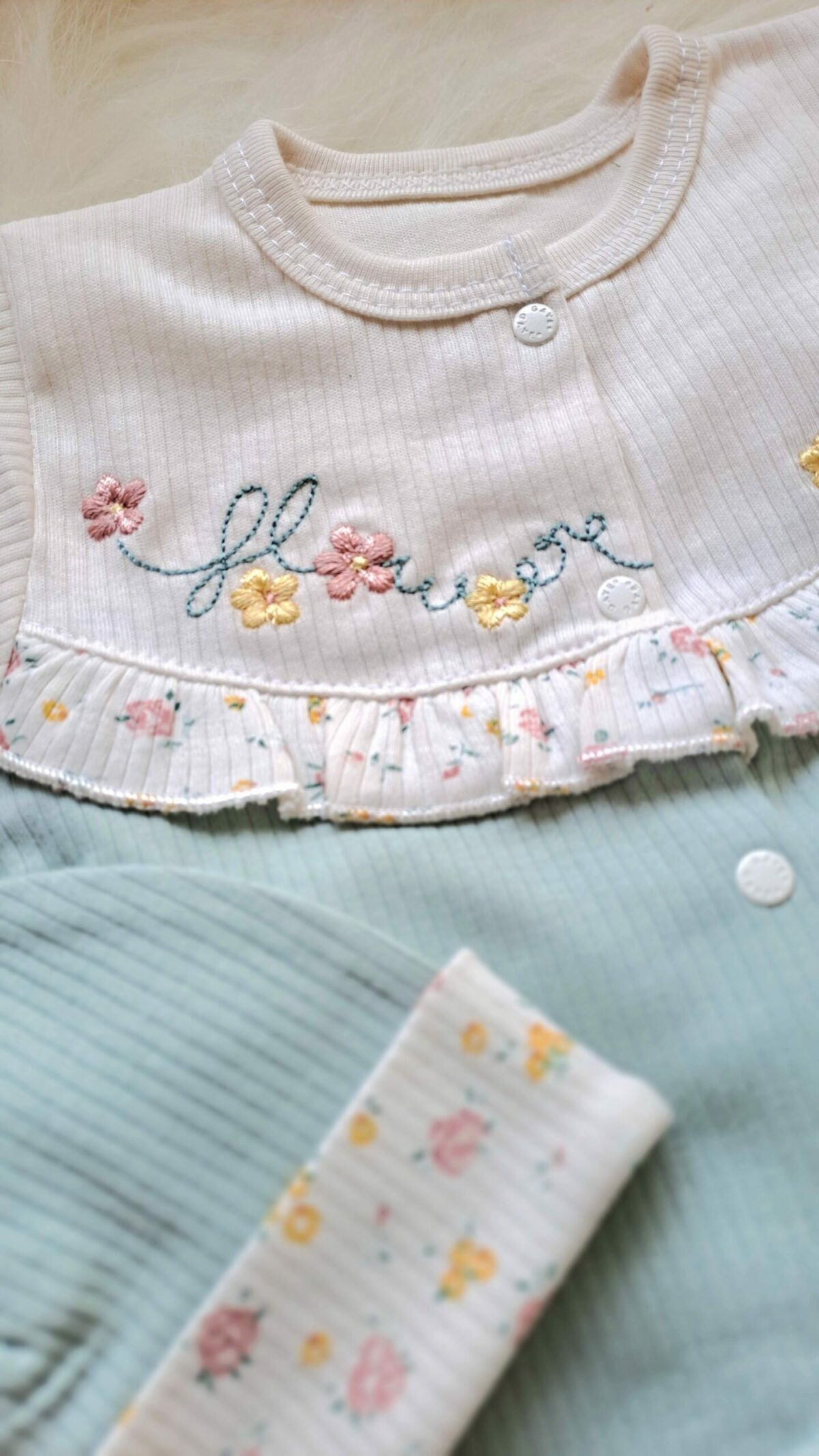 Çiçek Nakışlı Fırfır Detaylı 5li Set - Görsel 4