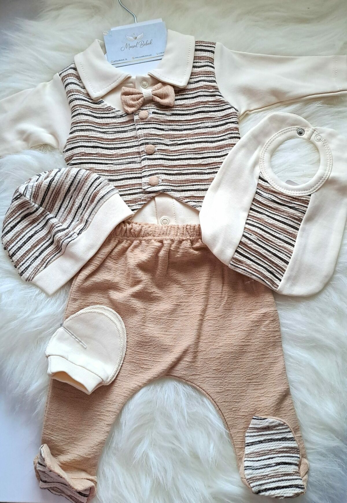 Önden Düğmeli Papyonlu Yelekli 5li Set - Görsel 2