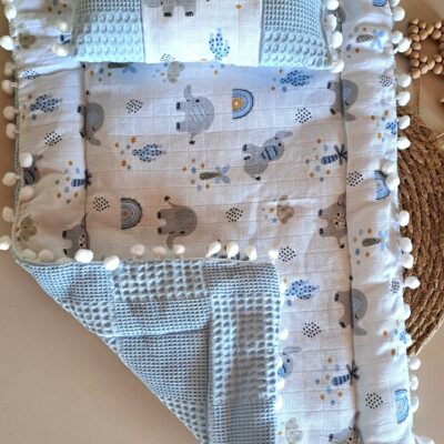 Yastıklı Fil Desenli Müslin Alt Açma Takımı