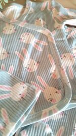 Tavşan Baskılı Kendinden Eldivenli Kruvaze 3lü Takım - Görsel 6