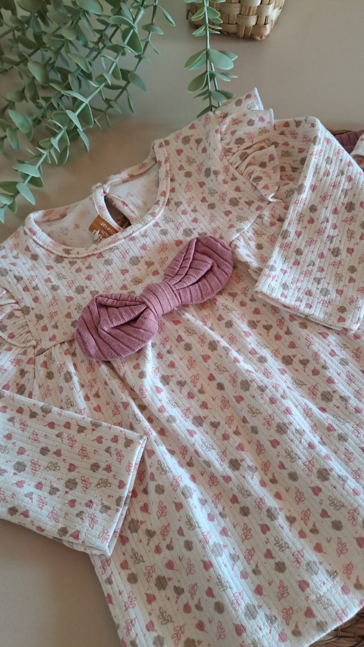 Kız Bebek Fiyonklu  Bandanalı 3lü Takım - Görsel 6
