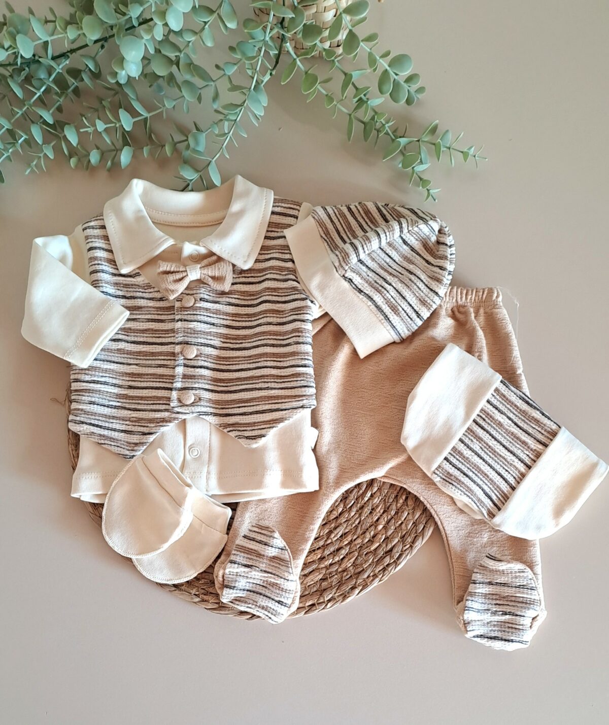 Önden Düğmeli Papyonlu Yelekli 5li Set - Görsel 1