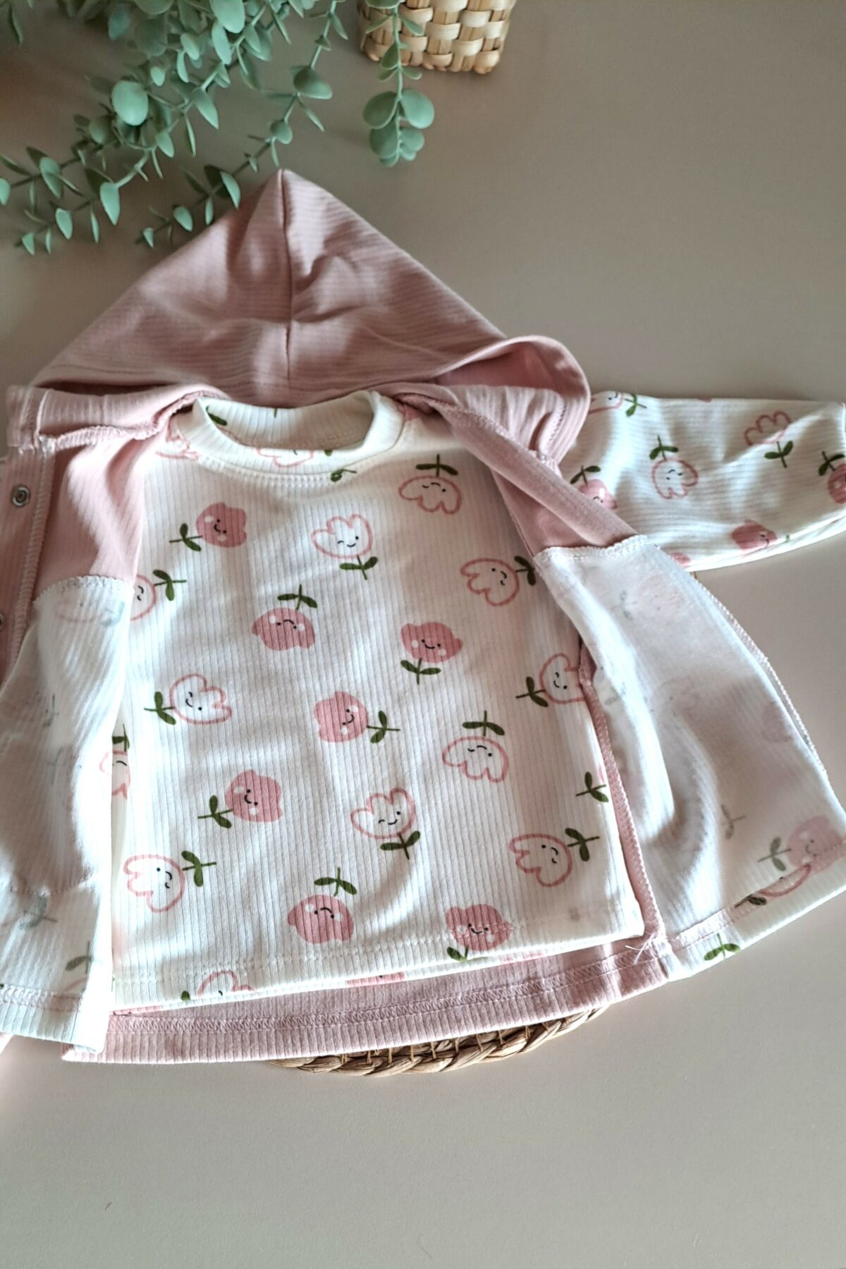 Kız Bebek Lale Model Kapüşonlu 3lü Takım - Görsel 4