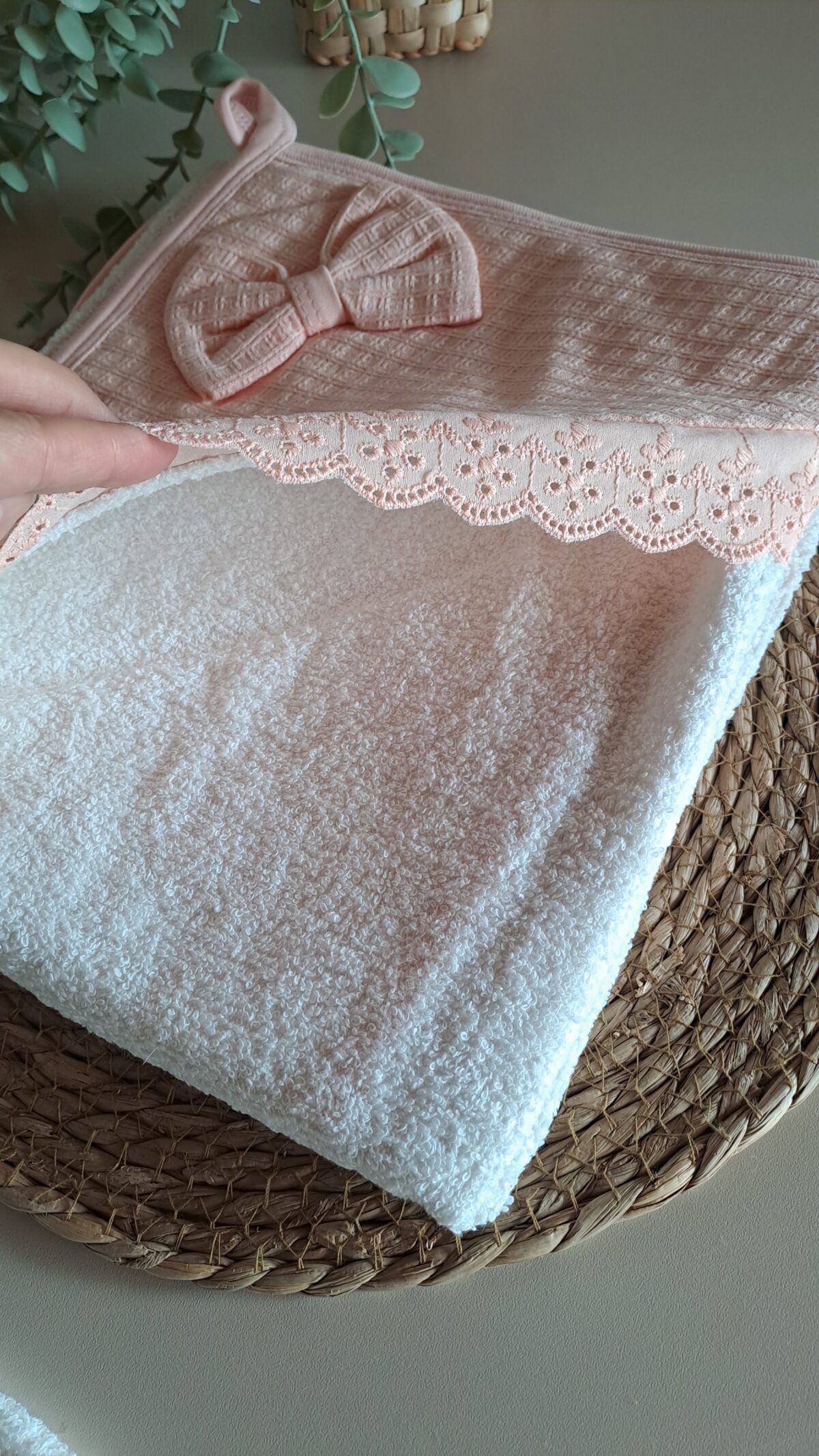 Keseli Silgi Havlu Waffle Kumaş Fisto ve Fiyonk Detaylı - Görsel 5