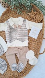 Önden Düğmeli Papyonlu Yelekli 5li Set - Görsel 3