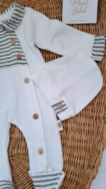 Erkek Bebek Tulum Düğmeli Şapkalı - Görsel 9