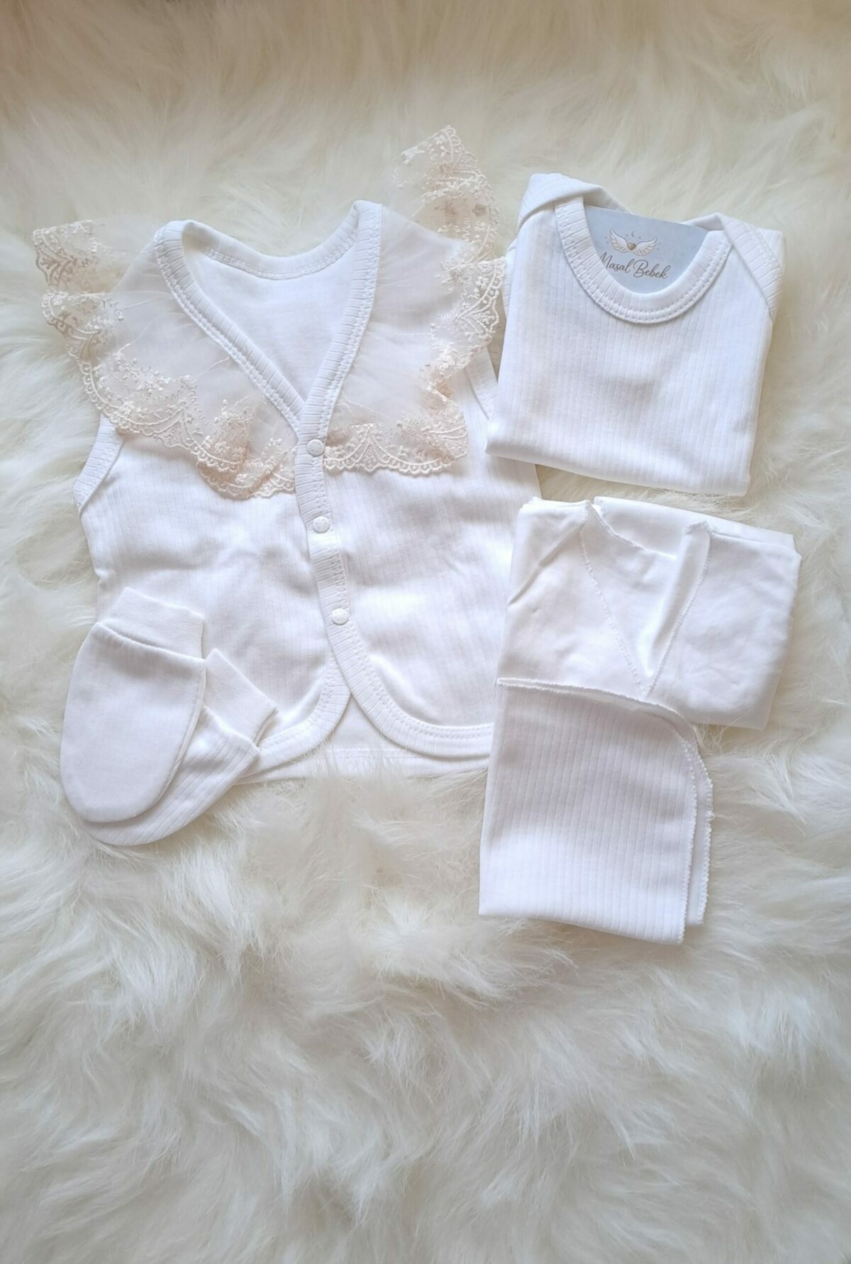 Fransız Dantelli Premium 10lu Hastane Çıkış Seti - Görsel 7