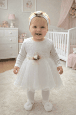 Mevlit Takım Elbisesi Volanlı Etek Gül Detaylı