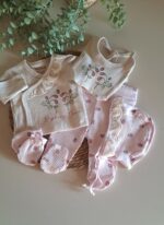 Ahududu Desenli Fisto Detaylı 5li Set