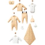 Sarı Üzeri Yeşil Yaprak Tulumlu Premium 10lu Hastane Çıkış Seti - Görsel 2