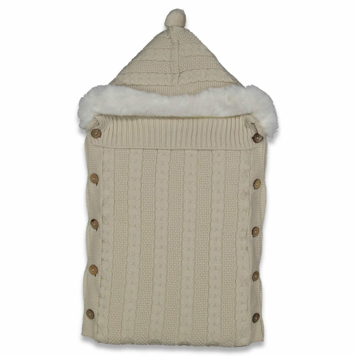 Wellsoft Tüylü Başlıklı Triko Düğmeli Premium Kundak - Görsel 3