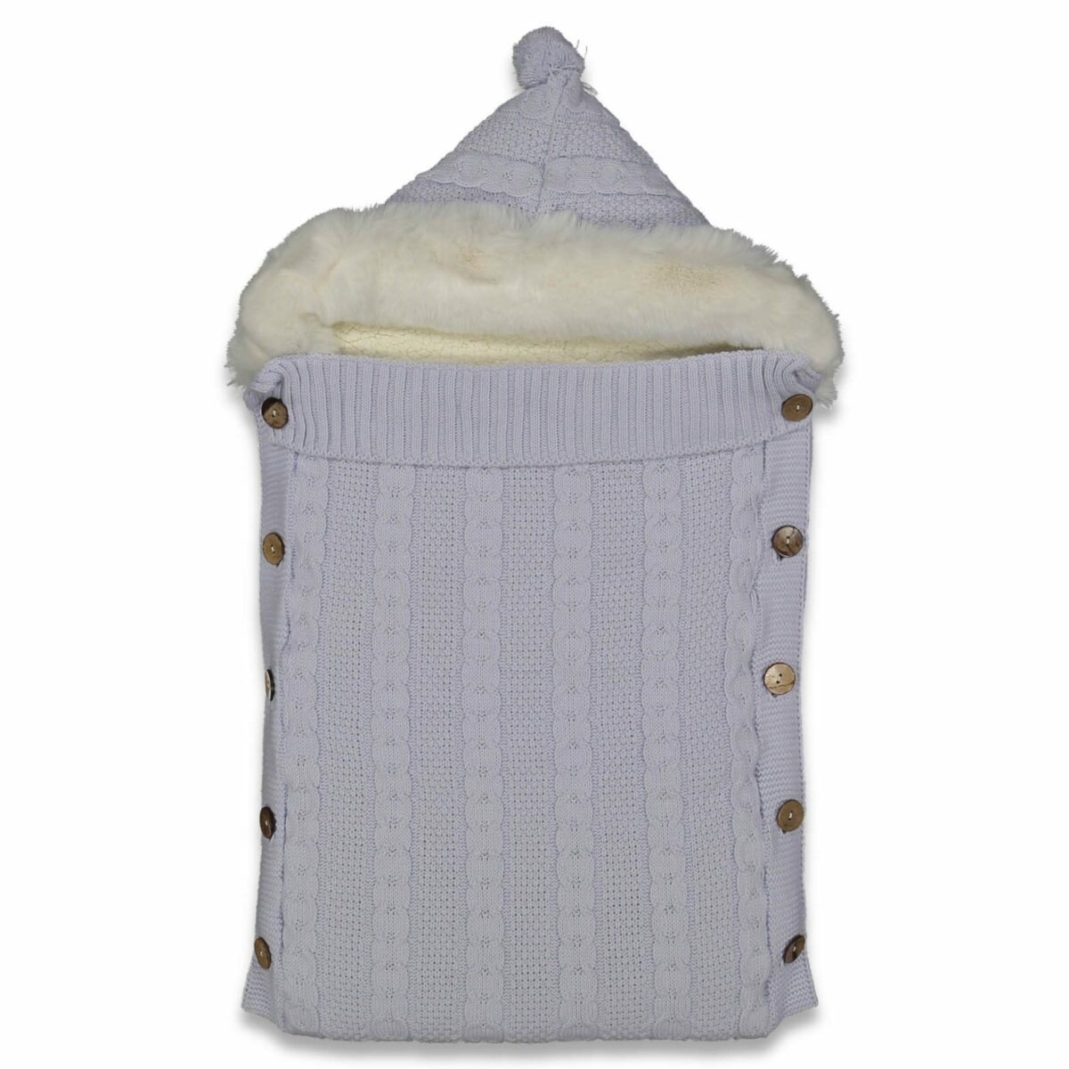 Wellsoft Tüylü Başlıklı Triko Düğmeli Premium Kundak - Görsel 4