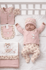 Tavşan Desenli Fırfırlı Premium 10lu Hastane Çıkış Seti - Görsel 5