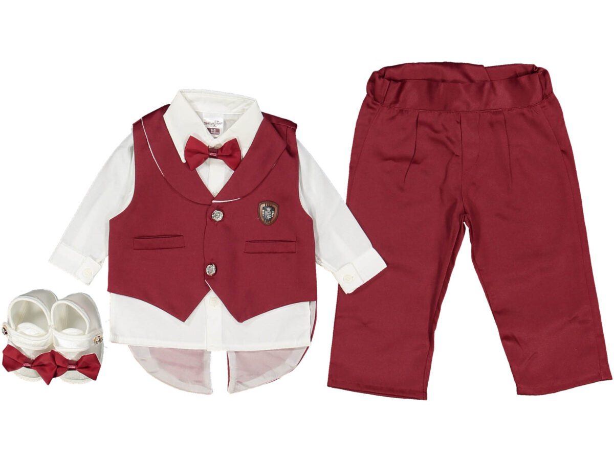 Smokinli Premium Mevlit Takımı Papyonlu Bordo - Görsel 1