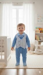 Erkek Bebek Tulum Kadife Yüzey Ceketli Paptonlu