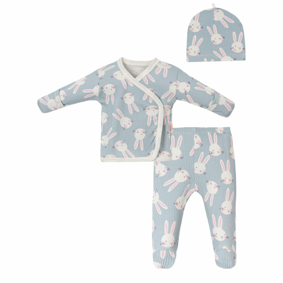 tavsan-baskili-kiz-bebek-uclu-set-e-b20d Kız Bebek Tavşan Baskılı Kruvaze 3lü Takım - Görsel 1