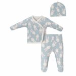 Kız Bebek Tavşan Baskılı Kruvaze 3lü Takım