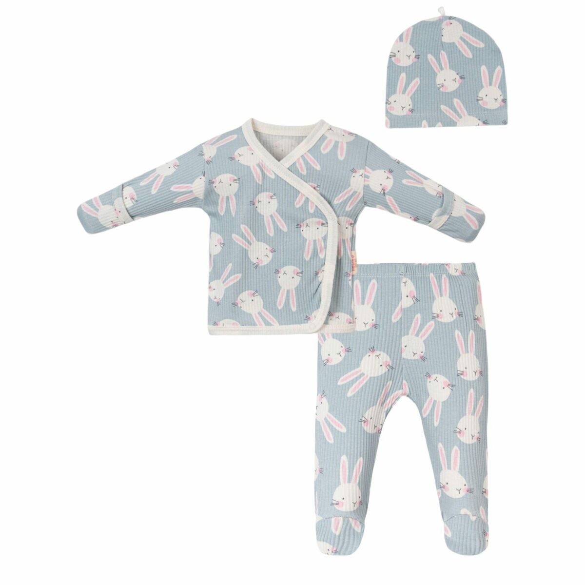 Tavşan Baskılı Kendinden Eldivenli Kruvaze 3lü Takım - Görsel 5