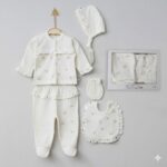 Çiçek Kelebek Nakışlı Fırfır Detaylı 5li Zıbın Seti - Görsel 2