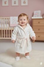 Be Happy Nakışlı Kuşaklı Fırfırlı Premium Bornoz Seti