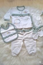 Ayçiçek Nakışlı Fırfırlı Noktalı 5li Zıbın Seti - Görsel 2