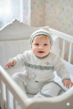 Ayçiçek Nakışlı Fırfırlı Noktalı 5li Zıbın Seti