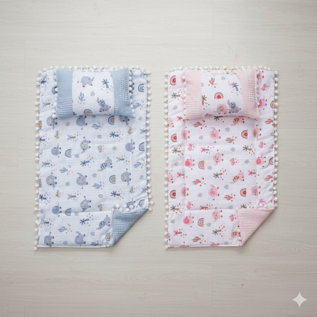 unnamed (2) Yastıklı Fil Desenli Müslin Alt Açma Takımı - Görsel 1