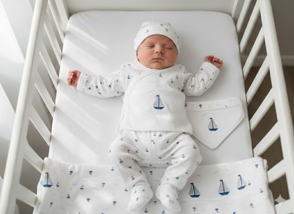 unnamed (22) Beyaz Üzeri Gemi Nakışlı Premium 10lu Hastane Çıkış Seti - Görsel 1