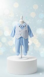 Erkek Bebek Tulum Kadife Yüzey Ceketli Paptonlu - Görsel 2