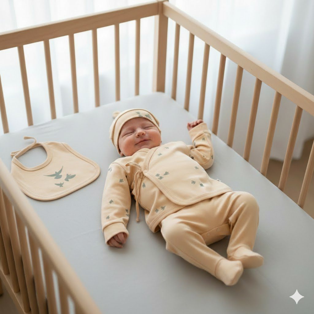 unnamed (6) Yeşil Yapraklı 5li Zıbın Seti - Görsel 1