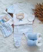 Ayıcık  Modelli Fiyonklu 5li Zıbın Seti - Görsel 3