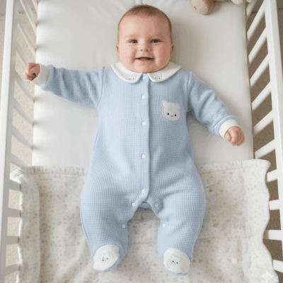 Erkek Bebek Tulum Bebe Yakalı Ayıcıklı