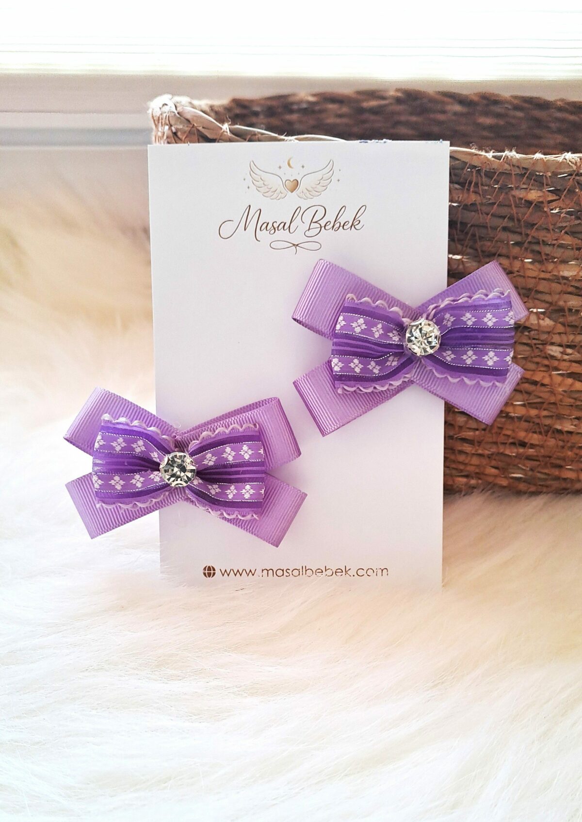 Mor Parıltılı Tül Toka 2'li Set - Görsel 2